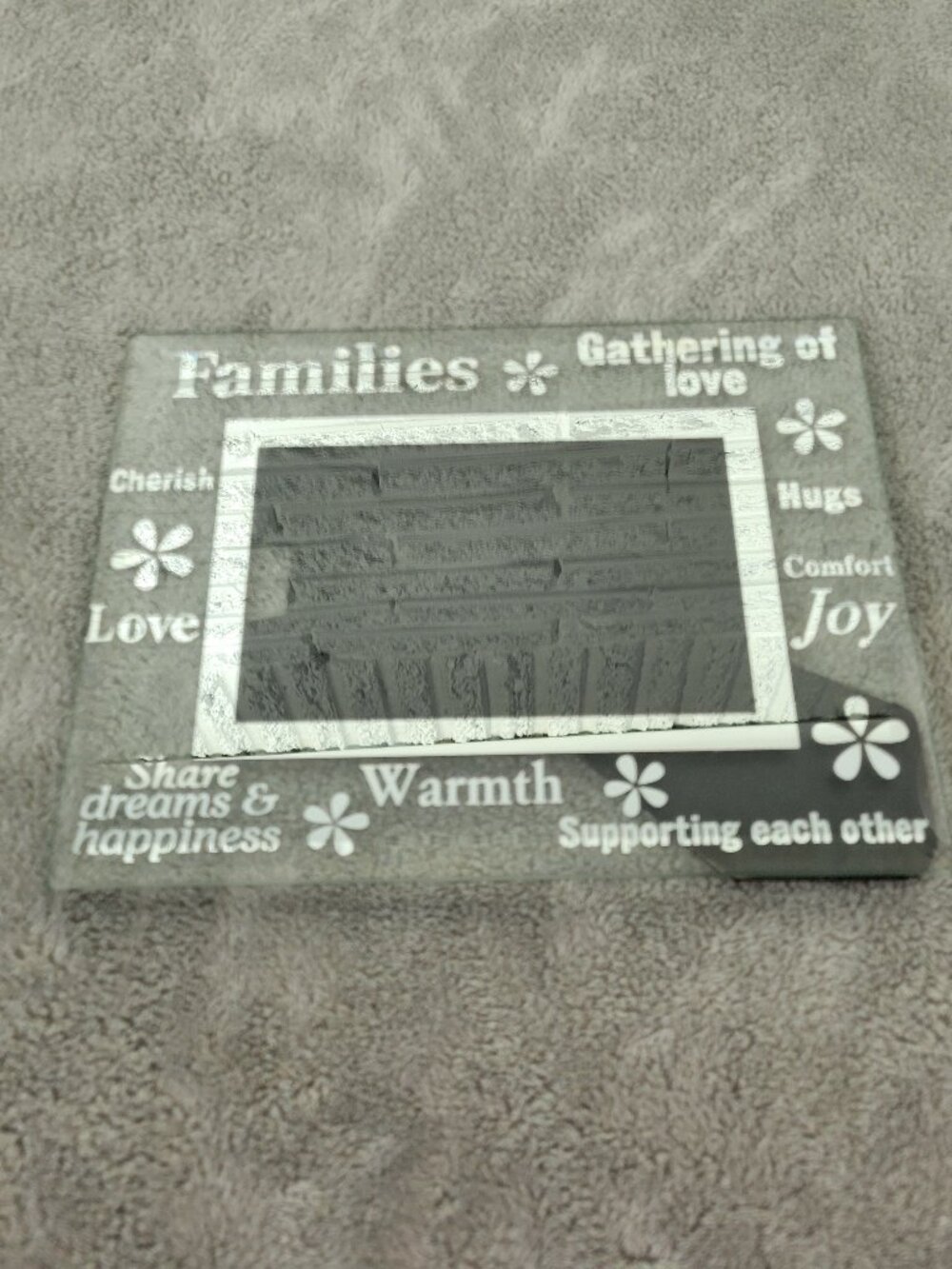 Glass Mirror Family Photo Frame 4x6 Mirrored Tabletop Sentiment Quotes S53E